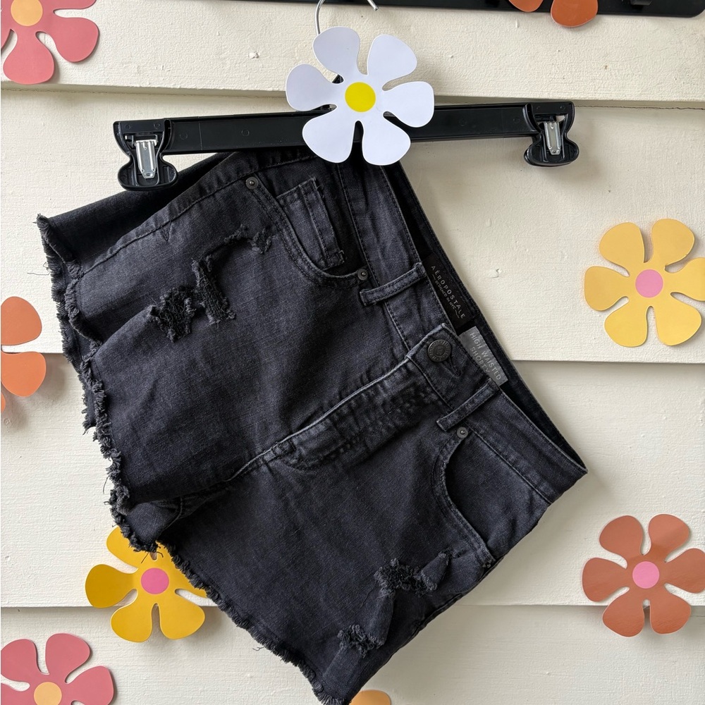 Black Distressed Denim Shorts